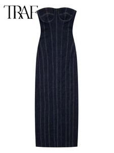 Traf 2023 Robes pour femmes tube top top élastique robe serrée estival sans dos de soirée de soirée sexy.