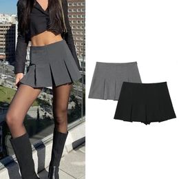 TRAF mode femmes taille haute Shorts jupes jupe plissée Shorts femmes rayé Bermuda femme décontracté Mini short 240325