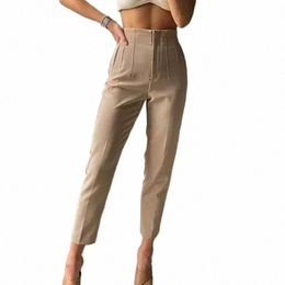 Traf Fi tenue de bureau pantalon taille haute pour femmes pantalons formels tenues de bureau pantalon crayon noir rose blanc dames pantalon F6R8 #
