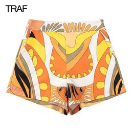 Traf Woman Short Shorts Y2K Summer Mini Shorts Print Dames shorts Rave Rok Shorts Bottoms 240420