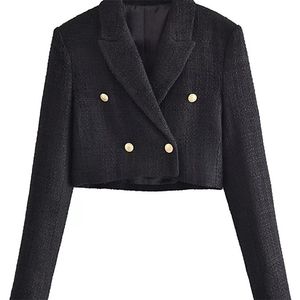 TRAF Damesmode Tweed Bebouwde Blazer Jas Vintage Lange Mouwen Voorzijde Knoppen Vrouwelijke Bovenkleding Chic Veste Femme 220402
