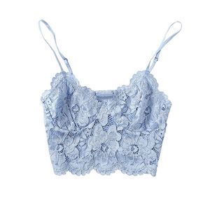 Traf Women Sexy Fashion Lace Bralette bijgesneden tank Top Vintage Backless verstelbare dunne riem vrouwelijke camis chic tops 220519