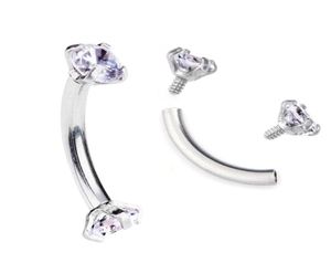 Boucle d'oreille Tragus à fil interne, Zircon cubique, acier inoxydable, haltère incurvé, Piercing, anneau à sourcils, bijoux pour le corps 3921513