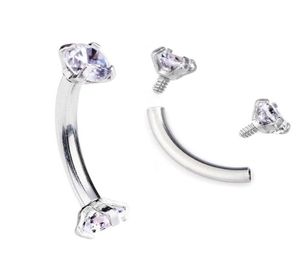 Pendiente Tragus con hilo interno, circonita cúbica de acero inoxidable, Piercing curvo con forma de mancuerna, anillo para ceja, joyería para el cuerpo 2496690