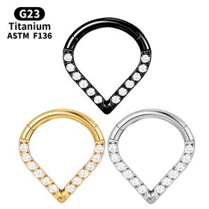 Tragus industriel Piercing Septum G23 boucles d'oreilles nez anneau Zircon titane Clicker Cartilage lèvre Helix Labret femmes corps bijoux