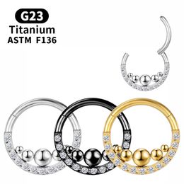 Tragus Piercing titane Cartilage Helix G23 boucles d'oreilles boule Zircon Septum Labret charnière Section corps bijoux femme Sexy charmant