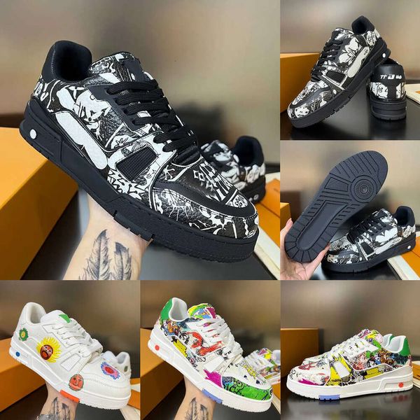 Trainer Sneaker Designer Mens Sports Chaussures Imprimé Graffiti Comic Patché
