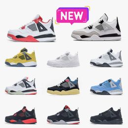 Trainers 4S Baby Militaire zwarte basketbalschoenen Jumpmans Kids Union Fire Red 4 What the Black Cat White Infant Boy Girl Tennis Baby Red Thunder Infrared Sneakers V66