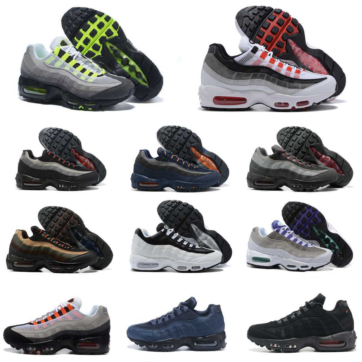 Trainers 95 Mens Running Casual Shoes Airmaxs 95s 25th Anniversary Classic OG Triple Solar Red Black White Blue Club Neon Cork Greedy Dark Smoke Grey Brand Sneakers S1
