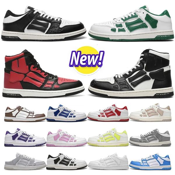 Entrenadores am Hombres Skelet Bones Zapatos atléticos Diseñador Mujeres Negro Blanco Amirl Zapatos deportivos casuales Skel Top Bajo Cuero genuino Lace Up Runner Alto Baloncesto mirs