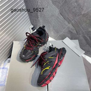 Zapatillas balencaigalies balencigalies Zapatillas de deporte Diseñador de lujo Red Track Glow Zapatos casuales unisex TesssGomma con Truck Trainer Sneaker Zapato con cordones B Negro 60PD