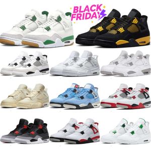 Trainers Military Black 4 Chaussures de basket-ball Mens Femmes 4s Pine Cat vert crème blanche Oreo Tennis Cool Grey Infrarouge rouge Thunder Cement Bordeaux Pure Money Sneakers V96