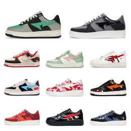 Baskets Casual Chaussures JJJJound Low Hommes Femmes Noir Blanc Italie Stas SK8 Combo Bain Triple Cuir Verni Couleur Camo BapeStaesi APES Sports Designer Sneakers S06