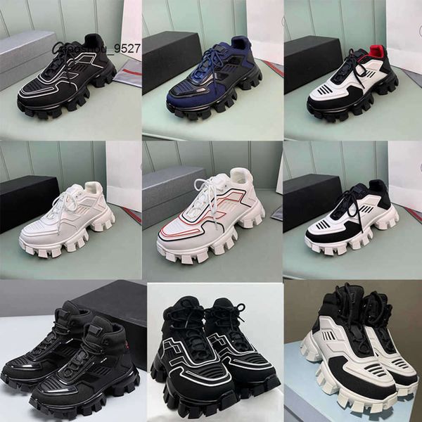 Entrenadores de la serie de goma Praddas Black Pada Mens Runner Prd 19fw Capsule Sneakers Plataforma de camuflaje de camuflaje Zapatos No40 Estilista de marca Cloudbust Shoes Thunder W Su62
