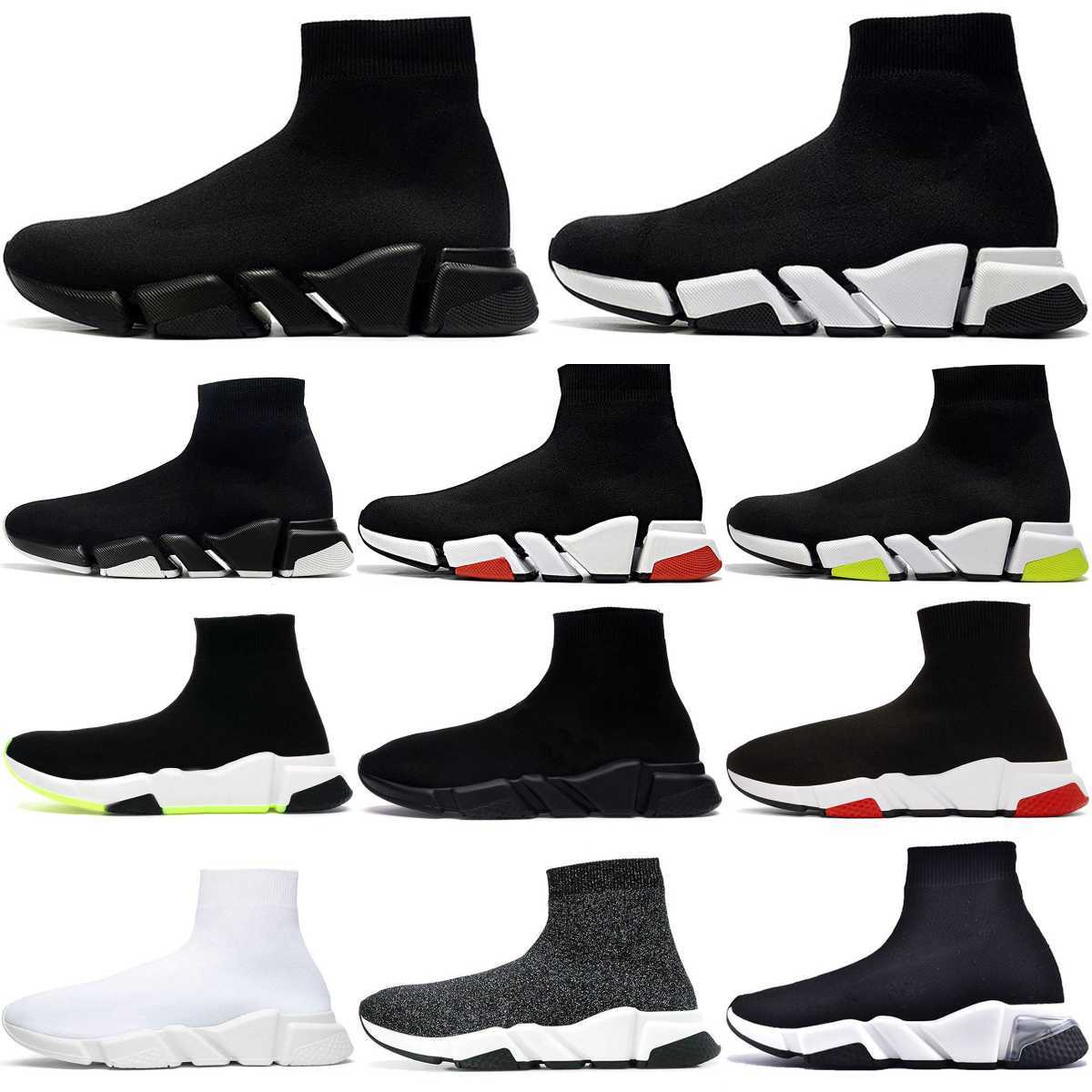 Eğitmenler Hızlar 2.0 V2 Ayakkabı Platformu Spor Sneaker Erkek Kadınlar Tripler S Paris Socks Boots Tüm Siyah Beyaz Mavi Işık Kahverengi Ruby Grafiti Vintage Lüks Tasarımcı