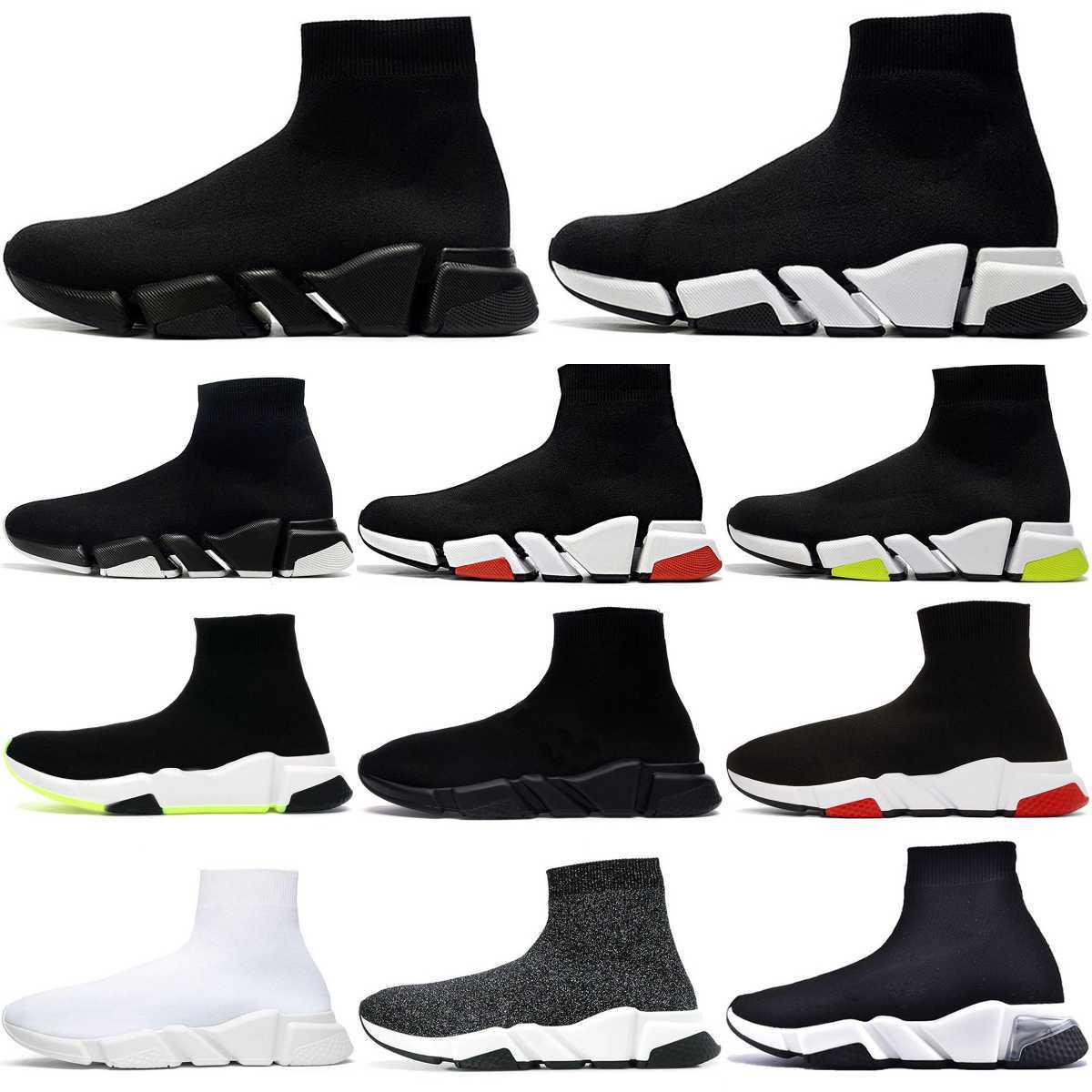 Treinadores Speeds 2.0 V2 Sapatos Plataforma Sneaker Homens Mulheres Tripler Paris Meias Botas Tudo Preto Branco Azul Luz Sliver Brown Ruby Graffiti Vintage Luxury Designer