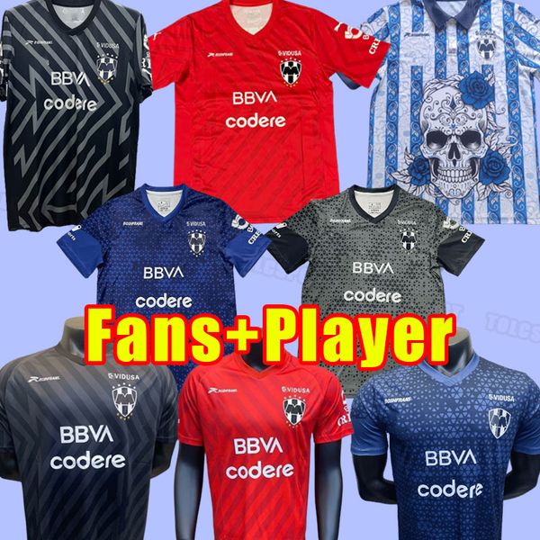 Kit d'entraînement pour adultes 23 24 Maillots de football MONTERREY RAYADOS R.Funes Mori M.MEZA V.JANSSEN AKELOBA S.VEGAS Liga mx Chemise de football uniformes hommes fans version joueur