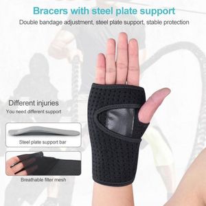 Training Handschoenen Grip Pad Workout Gewichtheffen Lederen Hand Palm Protect Pols Wrap Brace Support Straps Gymnastics Handguards