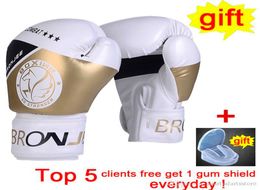 Training Gold Boxing Gloves Fighting Ship Gedrukt Boksuitrusting Handgemaakte Synthetisch lederen Fight Glove Combat Boks Gear9393082