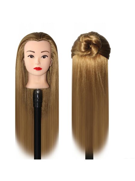 Traine de la tête de la tête 26-28 pouces 100% Fibre synthétique cheveux coiffure soyeuse tête professionnelle professionnelle ombre mannequin poupées