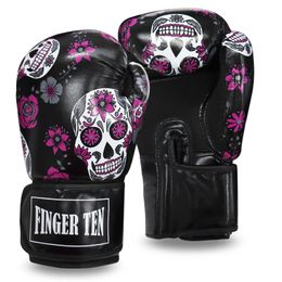 Gants de boxe protecteur d'entraînement pour femmes, gants de boxe en cuir PU, coussinets MMA Sanda, coup de pied de combat Muay Thai Drop 240116