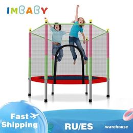 Trampolines Trampoline voor kinderen Oefeningstrampoline met beschermnet uitgerust indoor sport entertainment ondersteuning 100 kg 230530