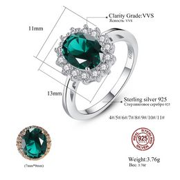 Rings Emerald For Women 925 Anillo de plata esterlina Anillos de boda Gemstone Luxury Silver Original Trendy clásico joyas finas joyas