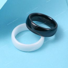 Groothandel keramische sieraden breed 3 mm en 6 mm topkwaliteit mooie zwart witte gladde radiale keramische ring voor vrouwen meisje Anillo mode-sieraden ringen wit keramiek