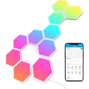 Transformeer je ruimte met lichte panelen RGBIC zeshoek LED Wall Lights - WiFi Smart Home Decor Creative Wall Lights with Music Sync - werkt met Alexa Google Assistant