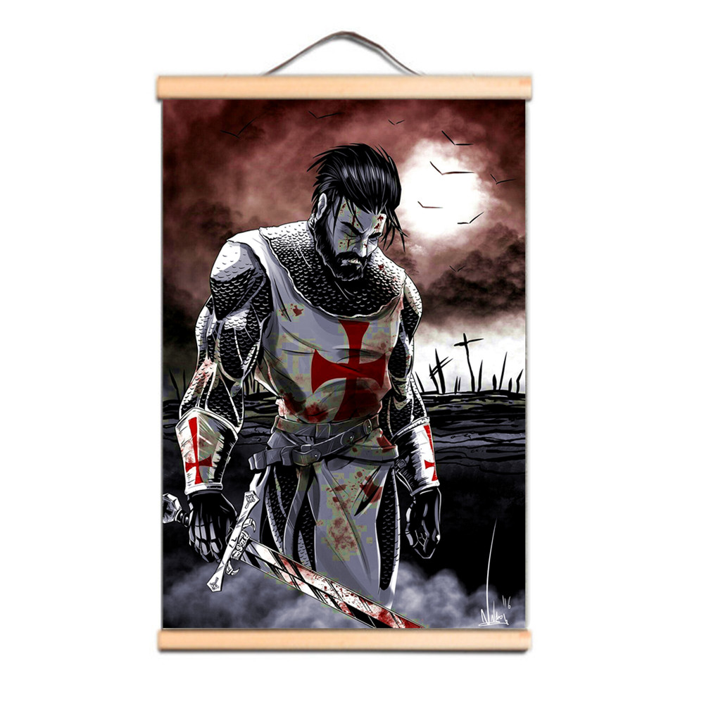 Förvandla dina väggar med denna Vintage Knights Templar Art Affischer, Christ Crusades Warrior Canvas Scroll Målar Väggdiagram CD34