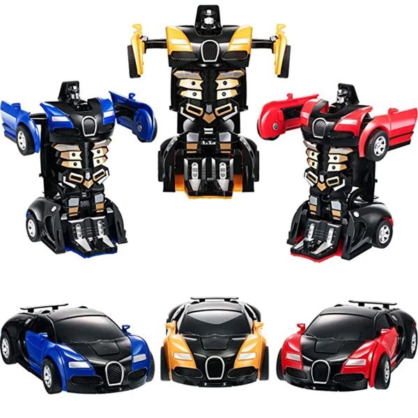 Transformación Mini 2 en 1 coche Robot juguete Anime acción colisión transformar modelo vehículos deformación juguete para regalo para niños