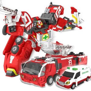 Transformatiespeelgoed Robots 2 in 1 Hello Carbot Transformatie Robotspeelgoed Beeldje Vervorming Reddingsauto/Speelgoedbrandweerwagen Voor kinderen Cadeau 2400315