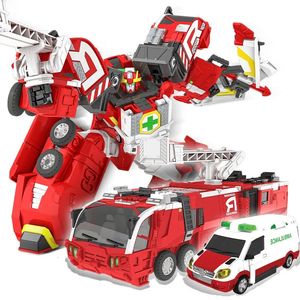 Transformatiespeelgoed Robots 2 IN 1 Hello Carbot Transformatie Robotspeelgoed Actiefiguren Vervorming Reddingsauto/Brandweerwagen Speelgoed voor kinderen Cadeau 231219