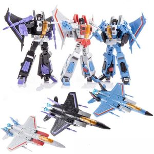 Jouets de transformation Robots 3pcsset Jinbao Transformation DF-06 amélioré Ver FG01 FG02 FG03 Starscream Skywarp Thundercracker F15 FG ensemble modèle d'avion jouet 231216