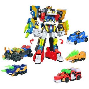 TOYS TOYS ROBOTS 5 en 1/3 en 1 Mini Force V Rangers Transformant le robot en figures de voiture Mini Force X Transformation Dinosaure Robot jouet y240523