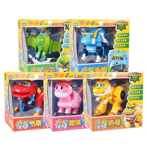 Transformation Toys Robots 5PCS / Set Big Gogo Dino ABS Déformation Car / Avion avec figurines Sound Action Rex / Ping / Tomo Transformation Dinosaur Toy For Kids 230617