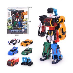 Jouets de transformation Robots 6 IN 1 Mini Tobot Transformation Robot Toys Corée Cartoon Brothers Anime Tobot Deformation Car Engineering Vehicle Toys 230621