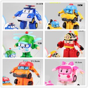 Transformation toys Robots 6pcsSet corée jouets Poli Robocar Transformation Robot jouets modèle de voiture Anime figurine jouets pour enfants cadeau de noël 230907