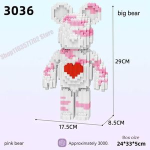 Transformation Toys Robots Cartoon Love Violent Bear Brick Color Modèle avec blocs légers Micro Diamond Blocs Childrens Toys Birthday Gift Setl2404