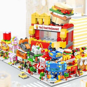 Transformation Toys Robots Diy Building Street View Food House Building Block Kit Girl Classic Movie Model Childrens ToyL2404