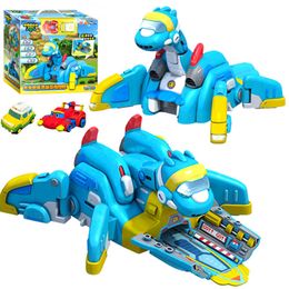 Transformatiespeelgoed Robots est Gogo Dino ABS Launching Base met Sound Action Figures REX/PING/TOMO/VIKI Transformatie dinosaurusspeelgoed voor kinderen 230621