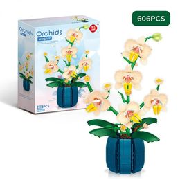 Jouets de Transformation Robots fleurs Bouquet orchidée blocs de construction bonsaï plante modèle briques artificielle romantique décoration de la maison jouet pour enfants filles cadeau 231018