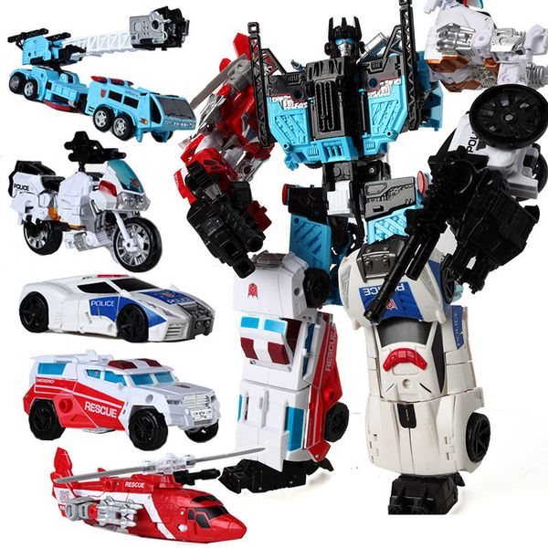 Transformation Toys Robots Haizhixing 5 en 1 Toy Toy Anime Devastator Robot Car Action Figures Aircraft Motorcycle Model Kids Toy Gift 230811