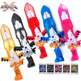 Transformatiespeelgoed Robots Mini Force Three Mode Transformation Sword Toys met geluid en licht Action Figures MiniForce X Deformation Weapon Gun Toy Kids 230721