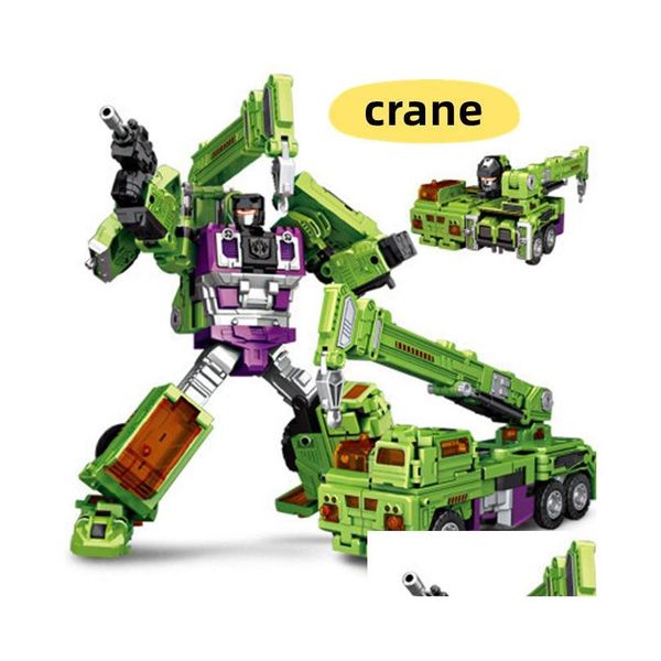 Jouets de transformation Robots NBK Dévastateur surdimensionné 6 en 1 Robot Pelle Jouet Transformateur Modèle Kit Figurine Pour Garçons Constru Dhuhr