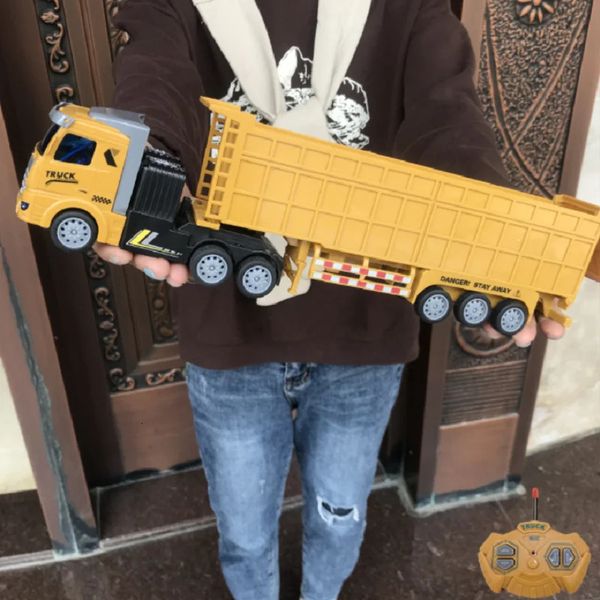 Jouets de Transformation Robots RC ingénierie voiture voiture tracteur électrique camion de transport lourd camion à benne basculante garçon télécommande modèle de trafic jouet 231114