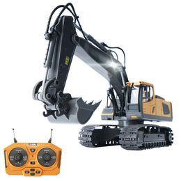 Jouets de transformation Robots RC ExcavatorBulldozer 120 24GHz 11CH Camion de construction Véhicules d'ingénierie Jouets éducatifs pour enfants avec musique légère 231114