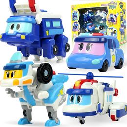Transformatie speelgoed Robots Seizoen 4 stks/set ABS Min Transformatie Gogo Dino Actiefiguren Vervorming Auto Vliegtuig Motor Dinosaurus Speelgoed 230621