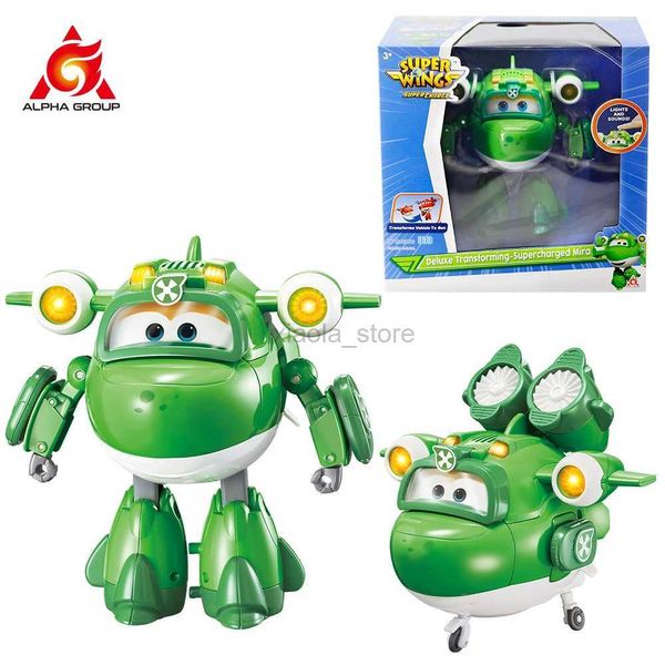 Transformation Toys Robots Super Wings 6 pulgadas Deluxe Transformation Supercharged Mira Deformation Plane para trabajar con luces Sonidos Figura de juguete 2400315