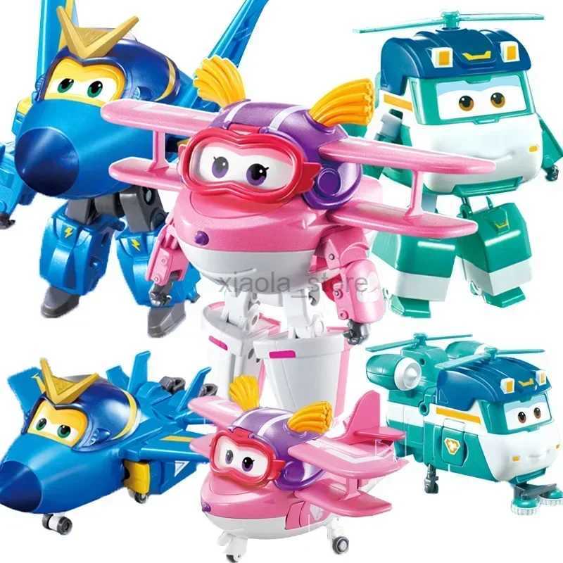 Brinquedos de transformação Robôs Super Wings estatuetas transformando robôs de brinquedo Jett atordoado avião deformação Donnie Bello Modelo de animação presentes de Natal 2400315